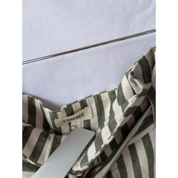 L’Agence Alex Striped High Waisted Linen Blend Paper Bag Shorts Size 4 - Picture 3 of 9